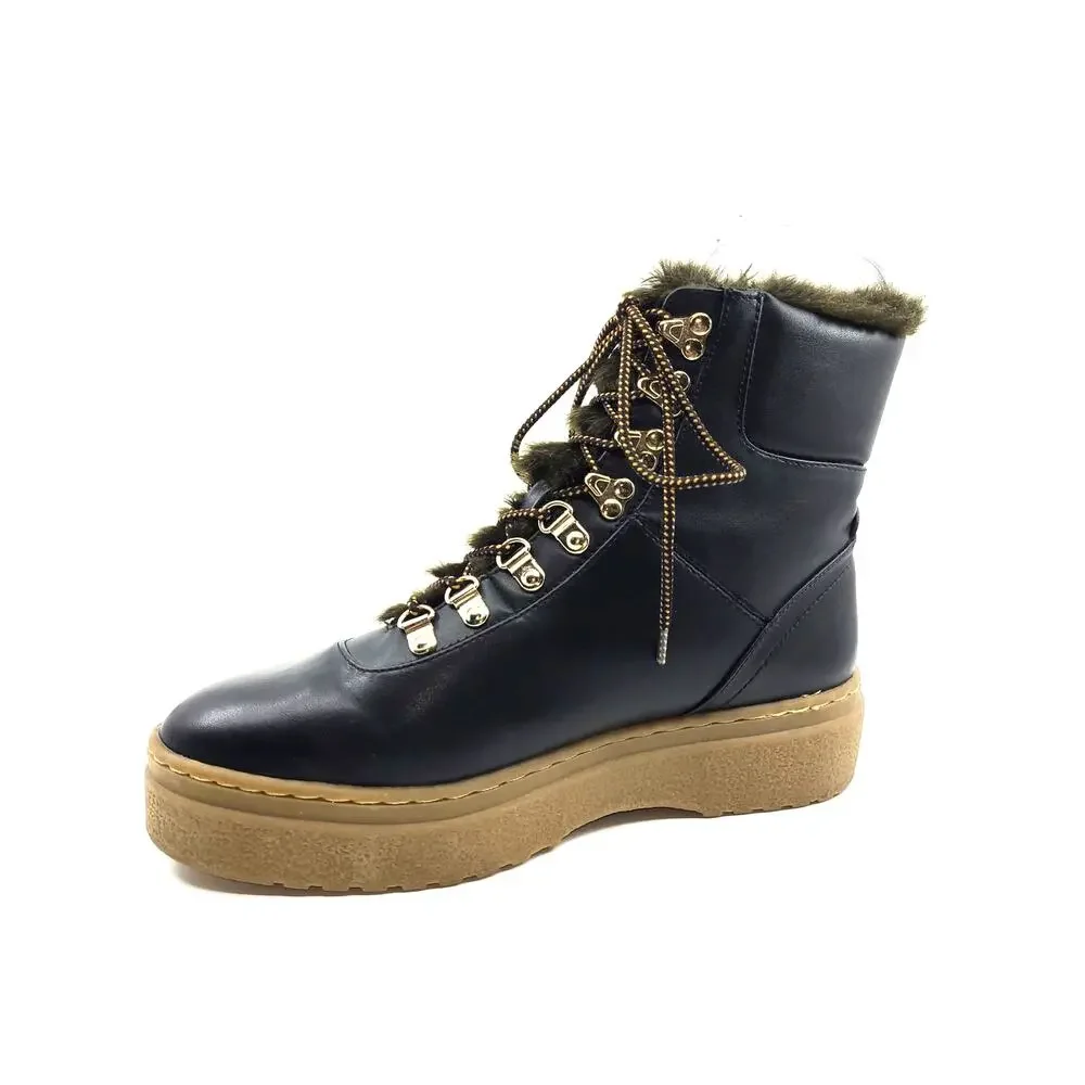Zara Boots Platform‎ Black Laces Fur Lined EU 40 US 7